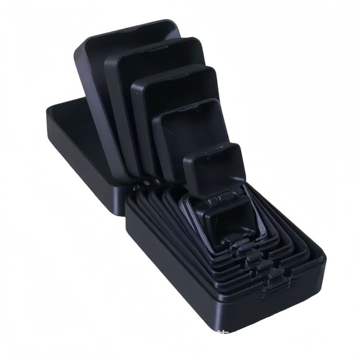 Black nesting prank gift box shown open