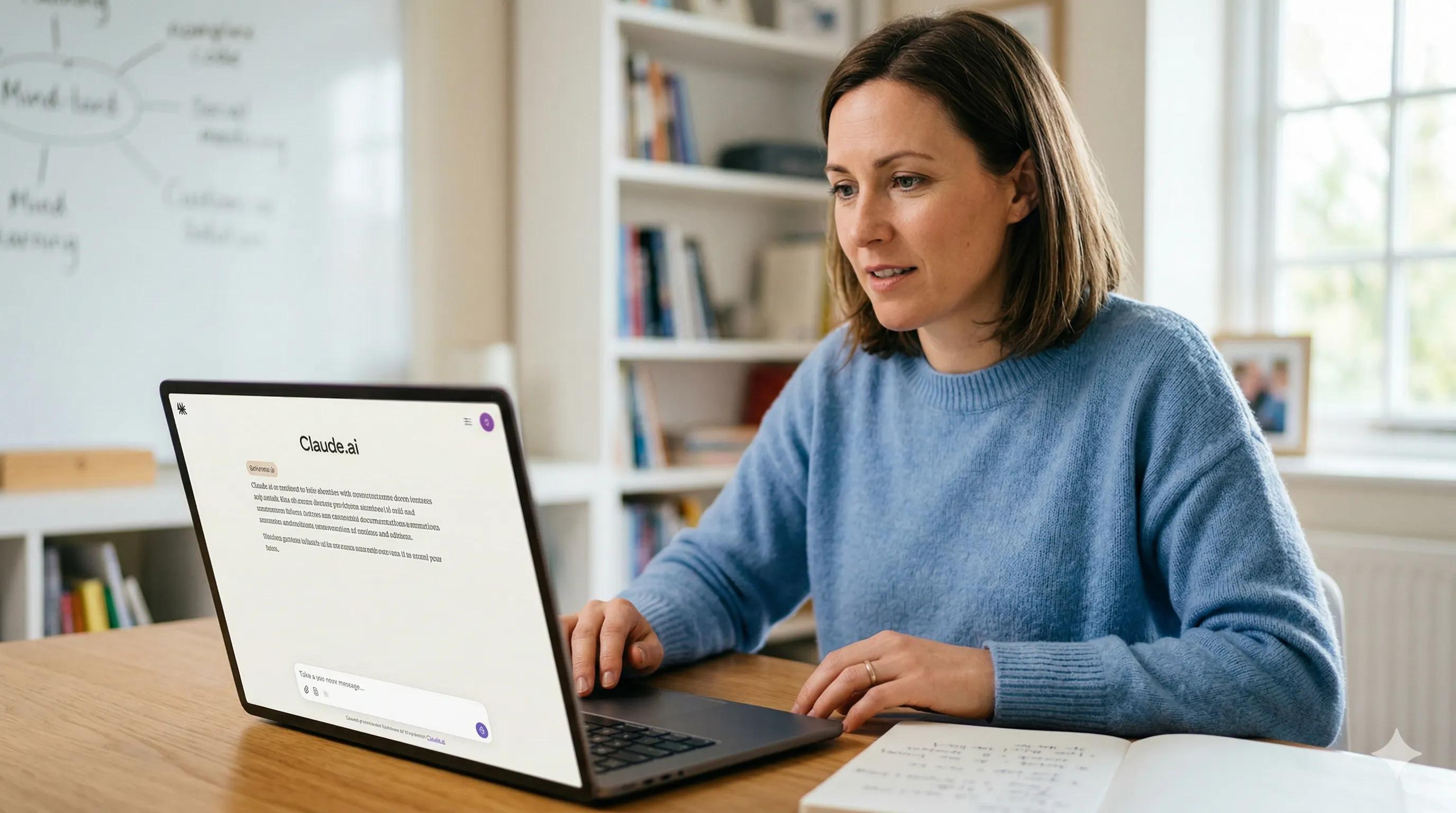 Kvinner sitter med PC og Claude Code 