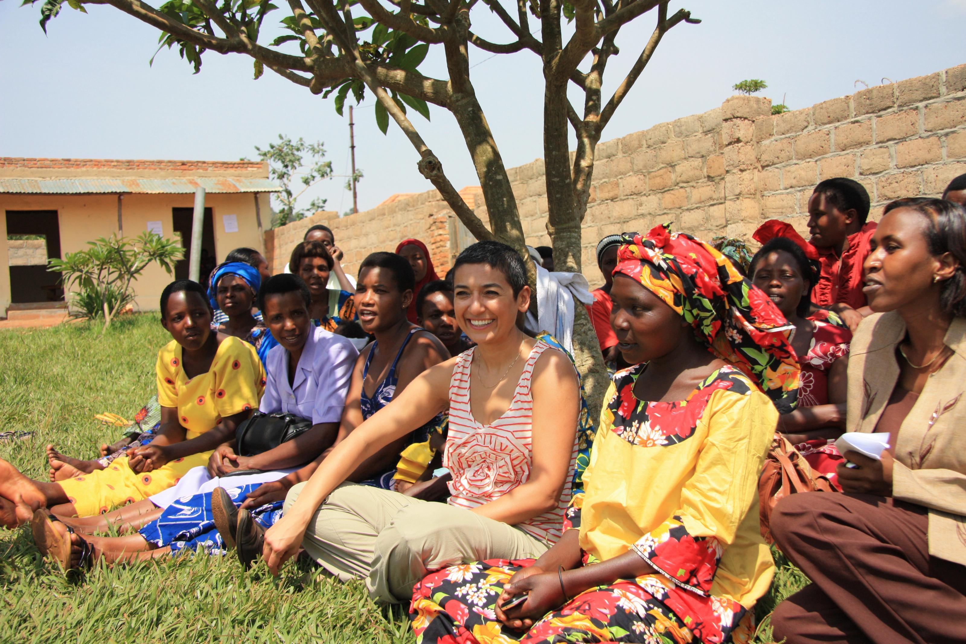 Zainab Salbi and Berra Kabarungi meeting with women in Kayonza, Rwanda to plan for International Women's Day