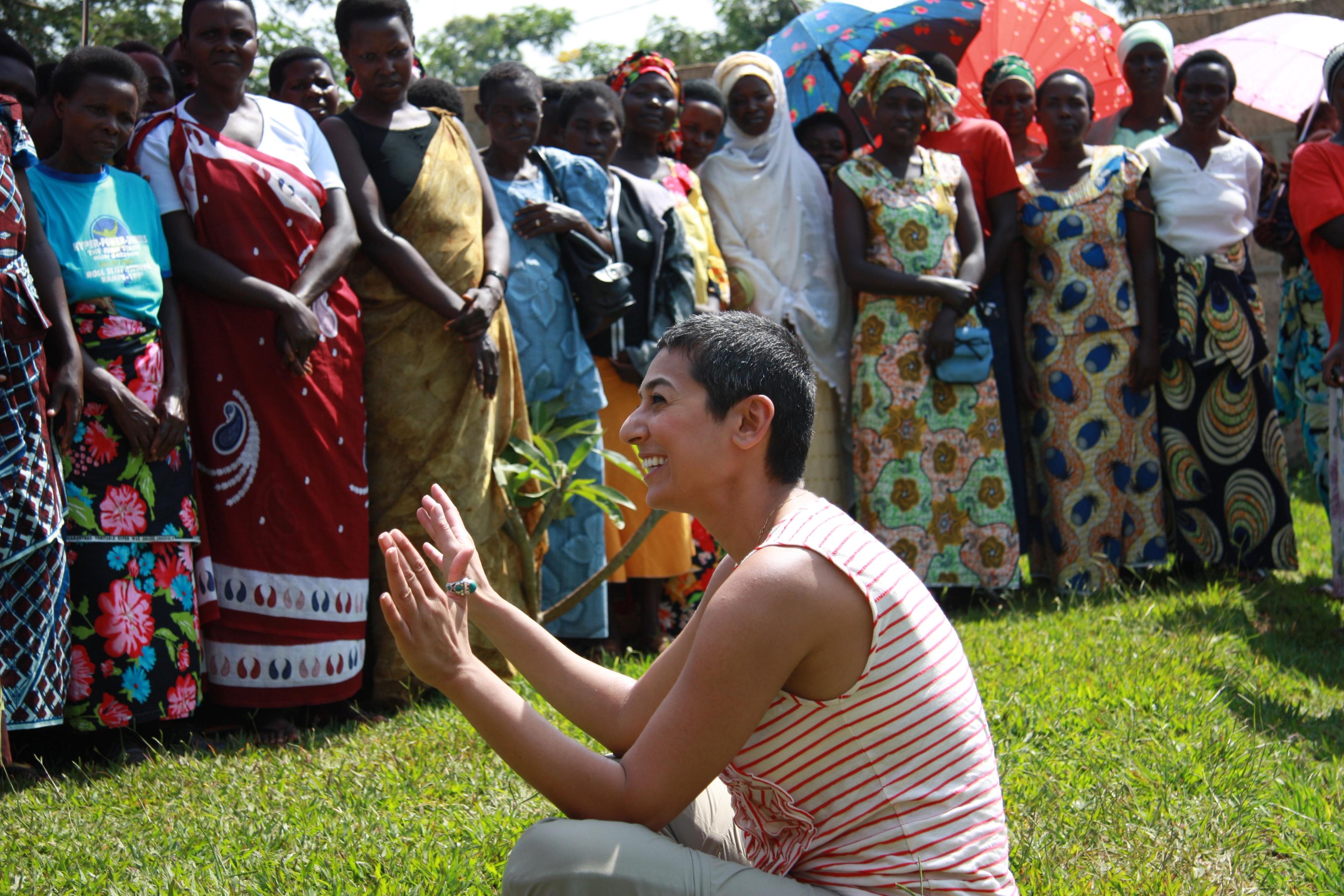 Zainab Salbi with Women for Women International programme participants in Rwanda