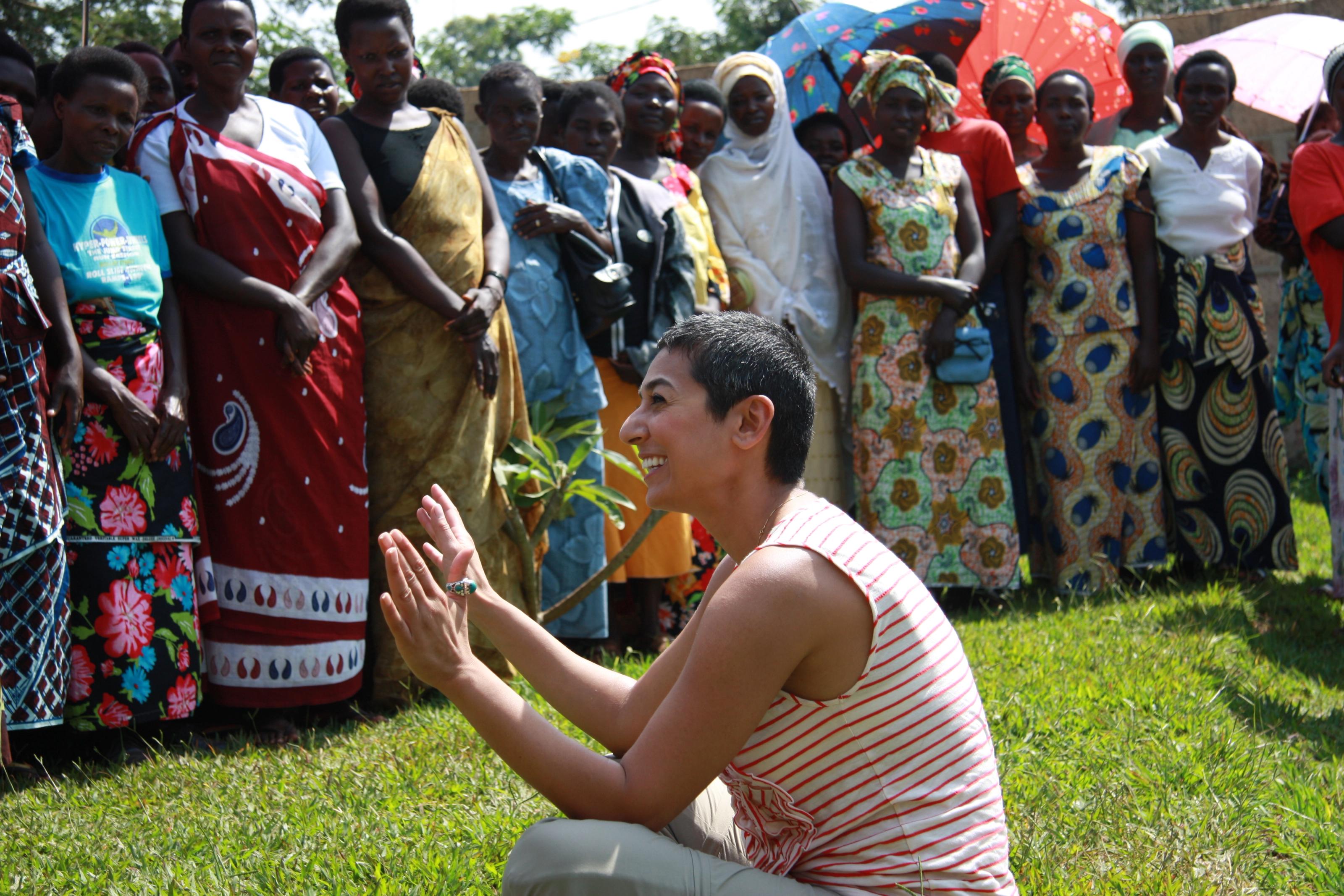 Zainab Salbi with Women for Women International programme participants in Rwanda