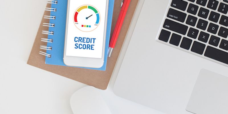 Credit score result flashed in mobile phone.