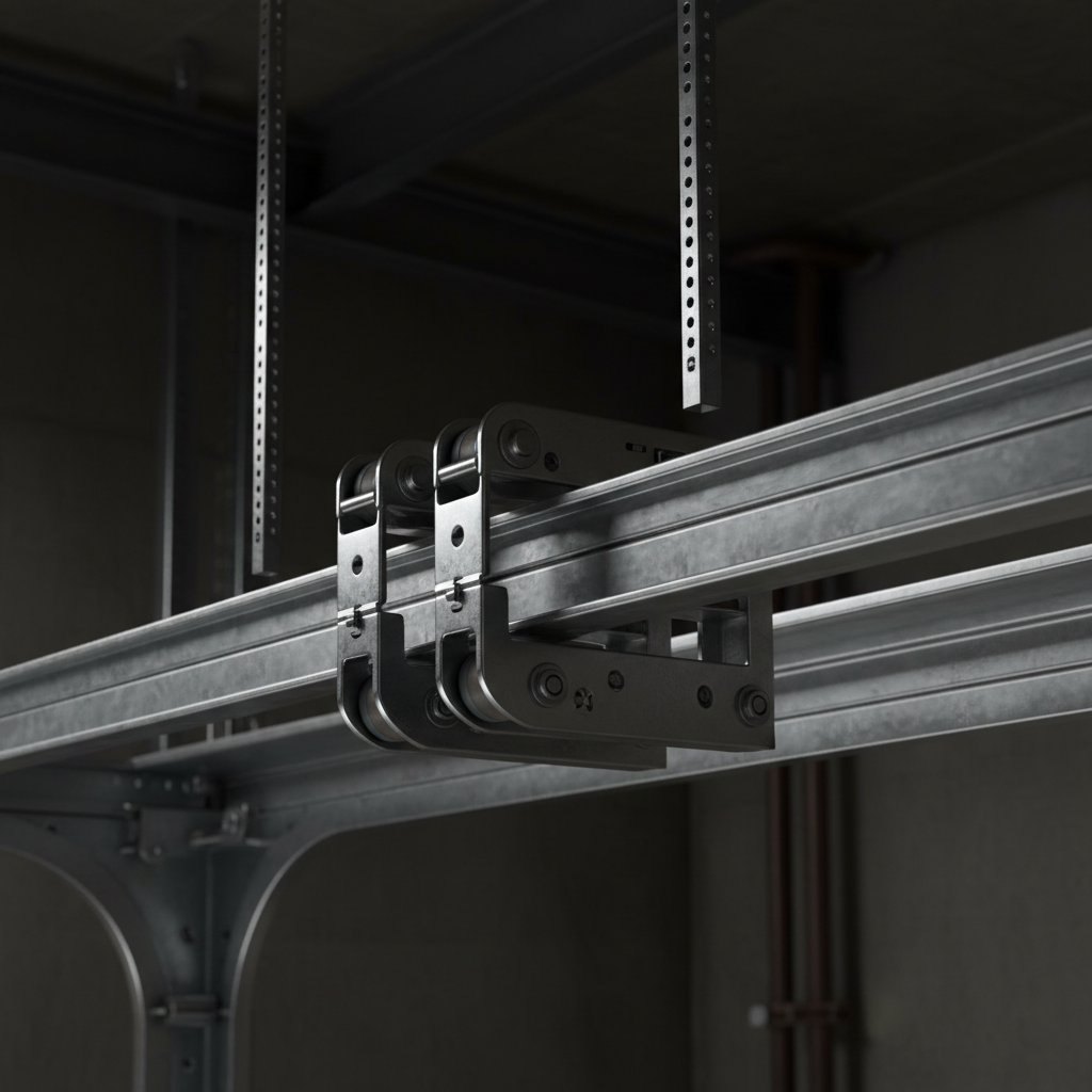 Precision-aligned garage door roller track and guide rail