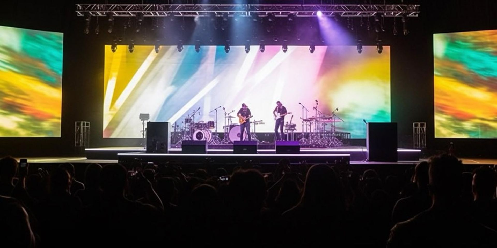 Concert stage with large LED video wall used for live performance