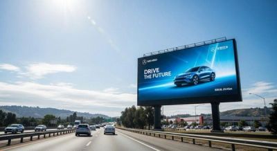 Large outdoor P4 LED display installed as a billboard