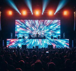 Large P3.9 rental LED video wall used on concert stage during live performance