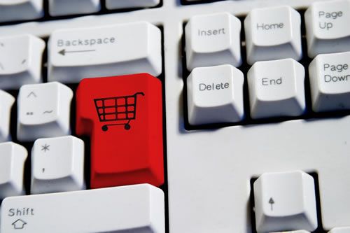 Keyboard with a graphic of shopping cart