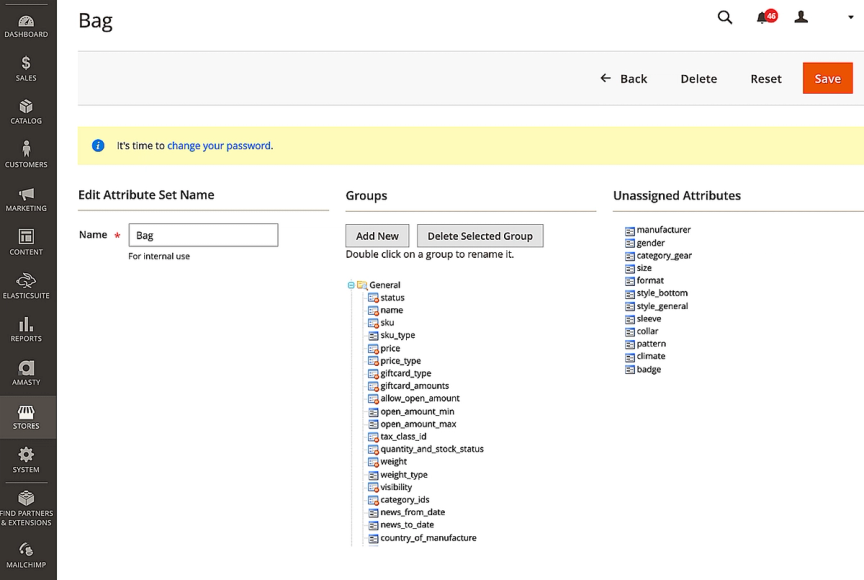 View for all the attributes in Magento dashboard