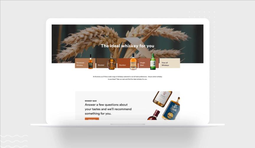 An eCommerce - online shop's website with whiskey propositions.