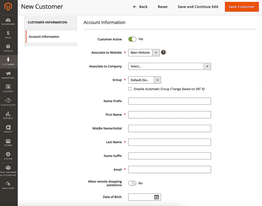 Adding new customer view in magento dashboard