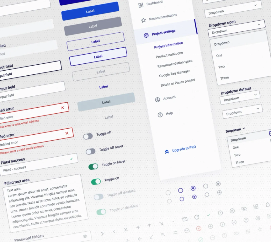 It shows our design system - all of the buttons, menus and bars.