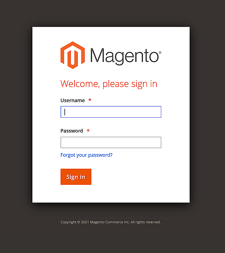 Magento sign in form