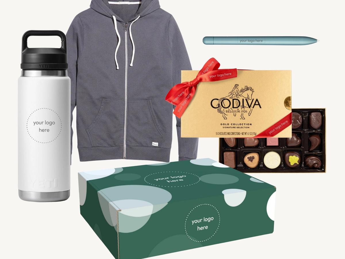 Executive Gift merch pack with premium drinkware, apparel, and desk pieces packed as an employee gift box