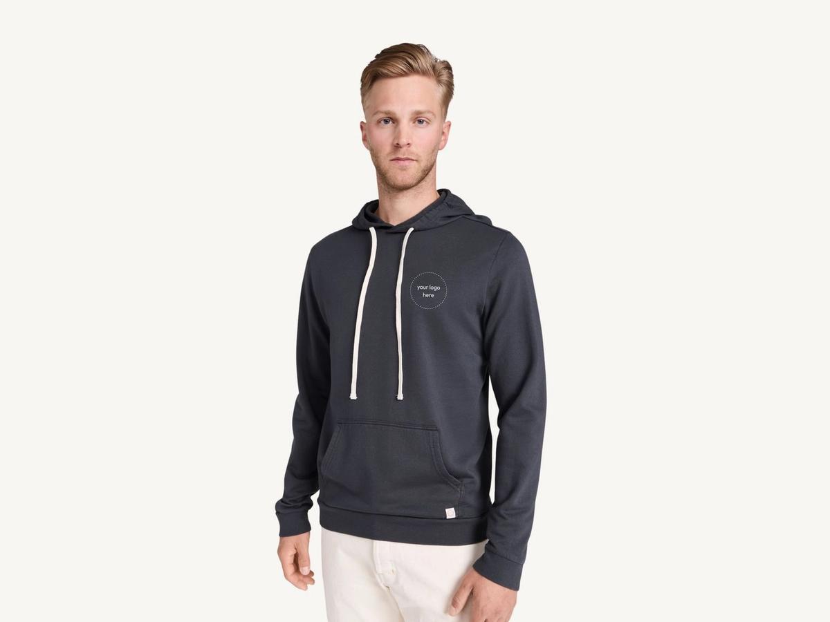 Marine Layer Sunset pullover hoodie on a cream background, ready for a company logo.