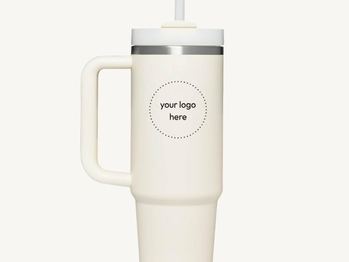 Stanley Quencher 30oz Tumbler with custom corporate logo decoration.