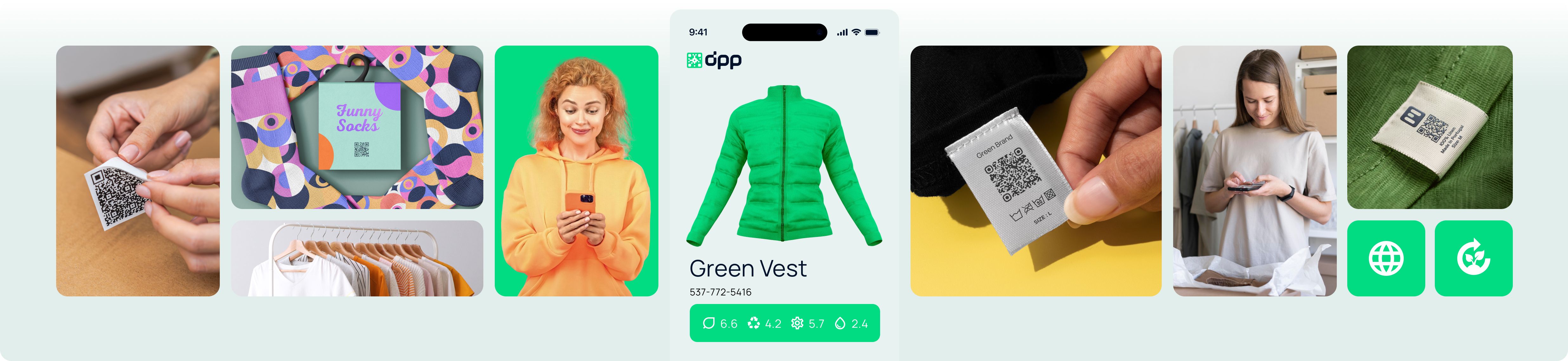 Persoană care pregătește o cutie de haine cu coduri de bare pentru Digital Product Passport (DPP).