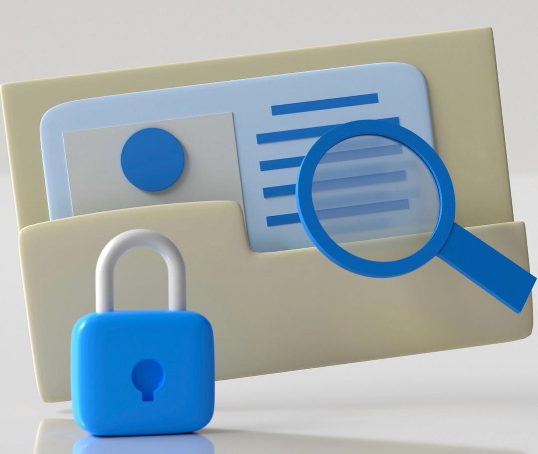 Pictogramă 3D cu lacăt și documente protejate — securitatea datelor în pașaportul digital al produsului