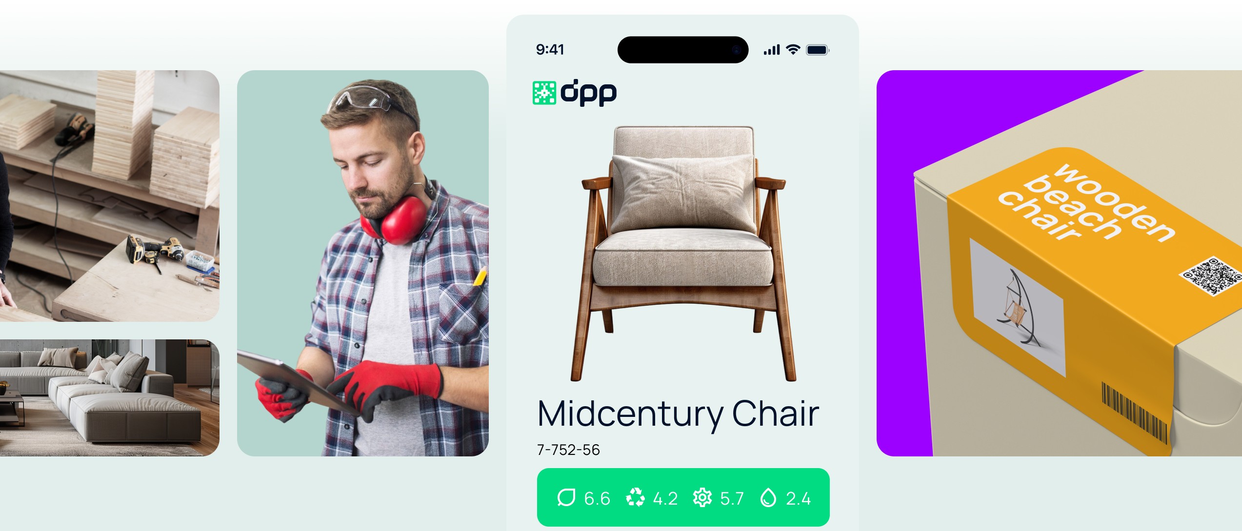 Femeie care examinează o pernă pe o canapea maro într-un magazin de mobilă.