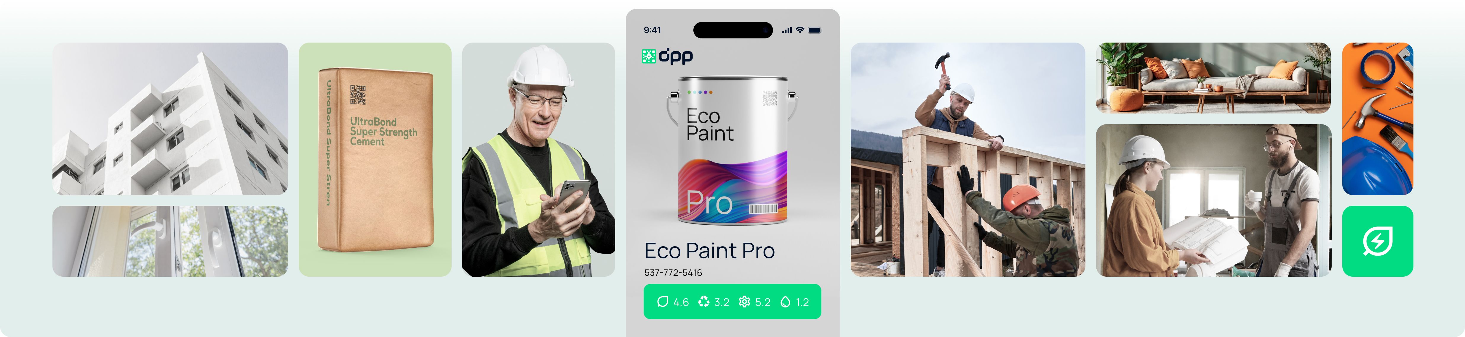 Inginer cu cască albă și tabletă la un șantier – DPP pentru materiale de construcții.