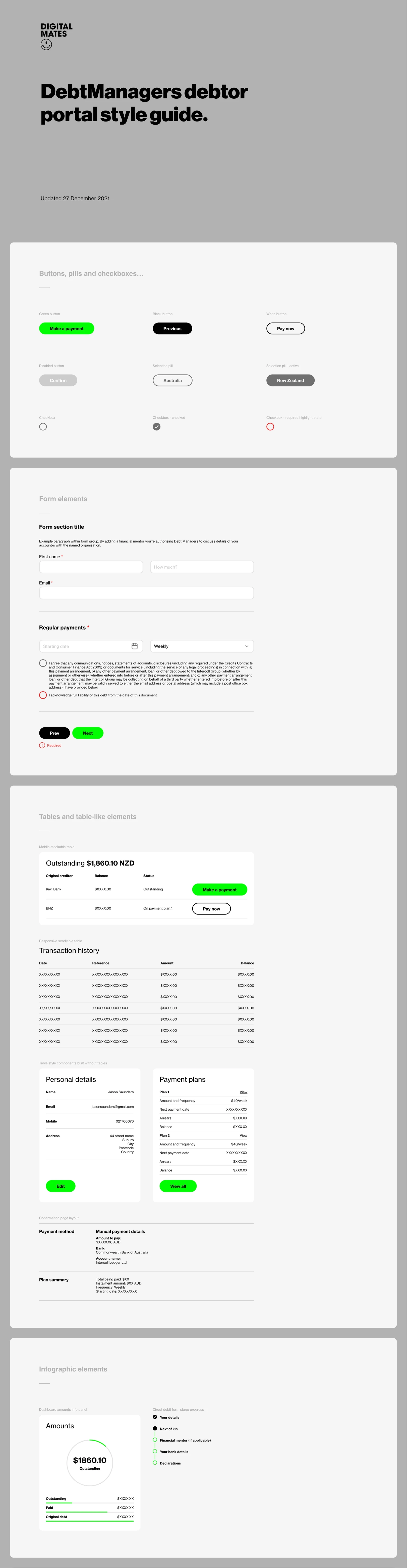 Debt Managers User portal style guide - Debt Managers website by Digital Mates, Auckland