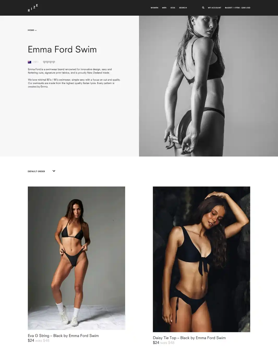 Emma Ford Swimwear on the Rize website - Rize website designed and built by Digital Mates, New Zealand
