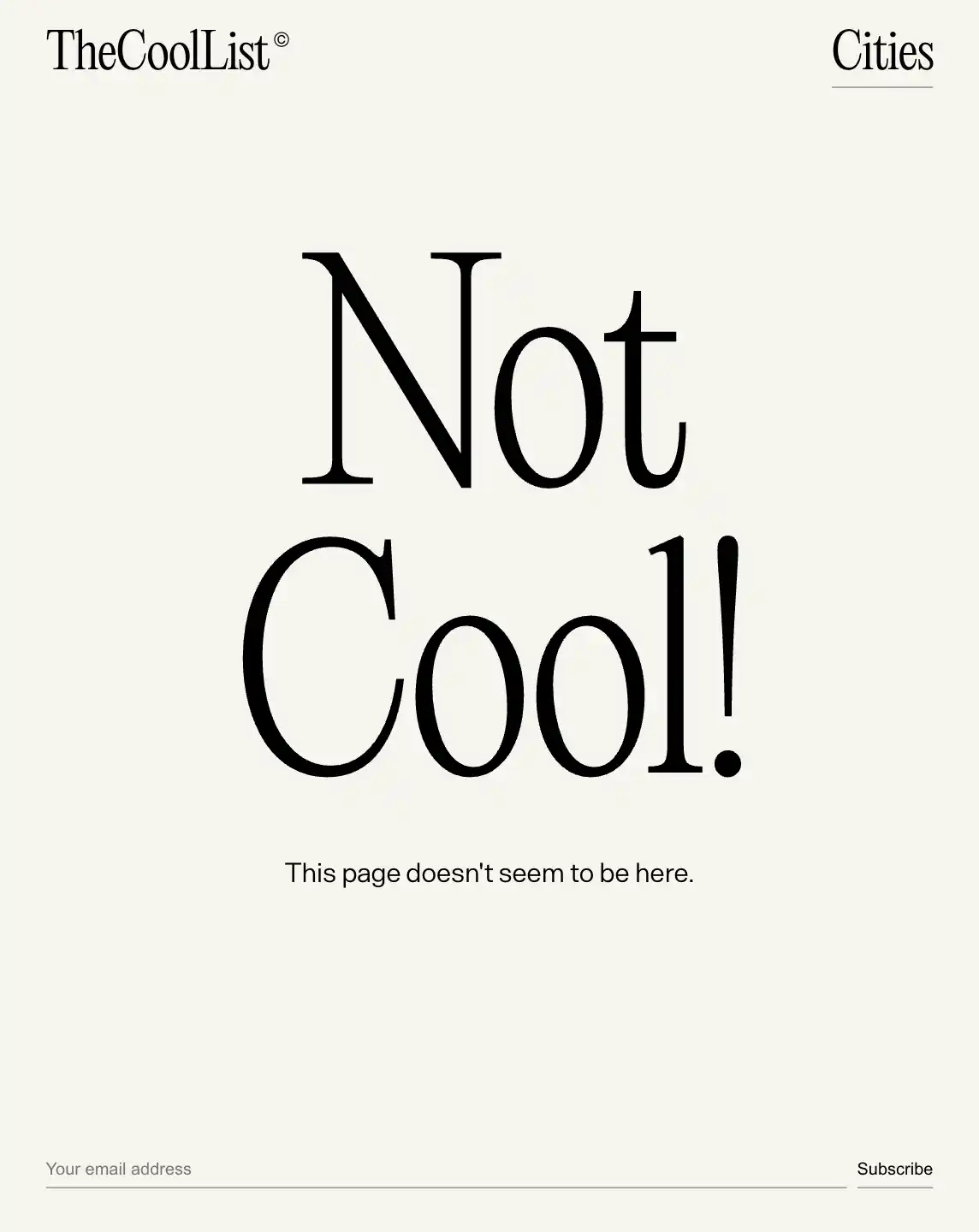 TheCoolList 404 page