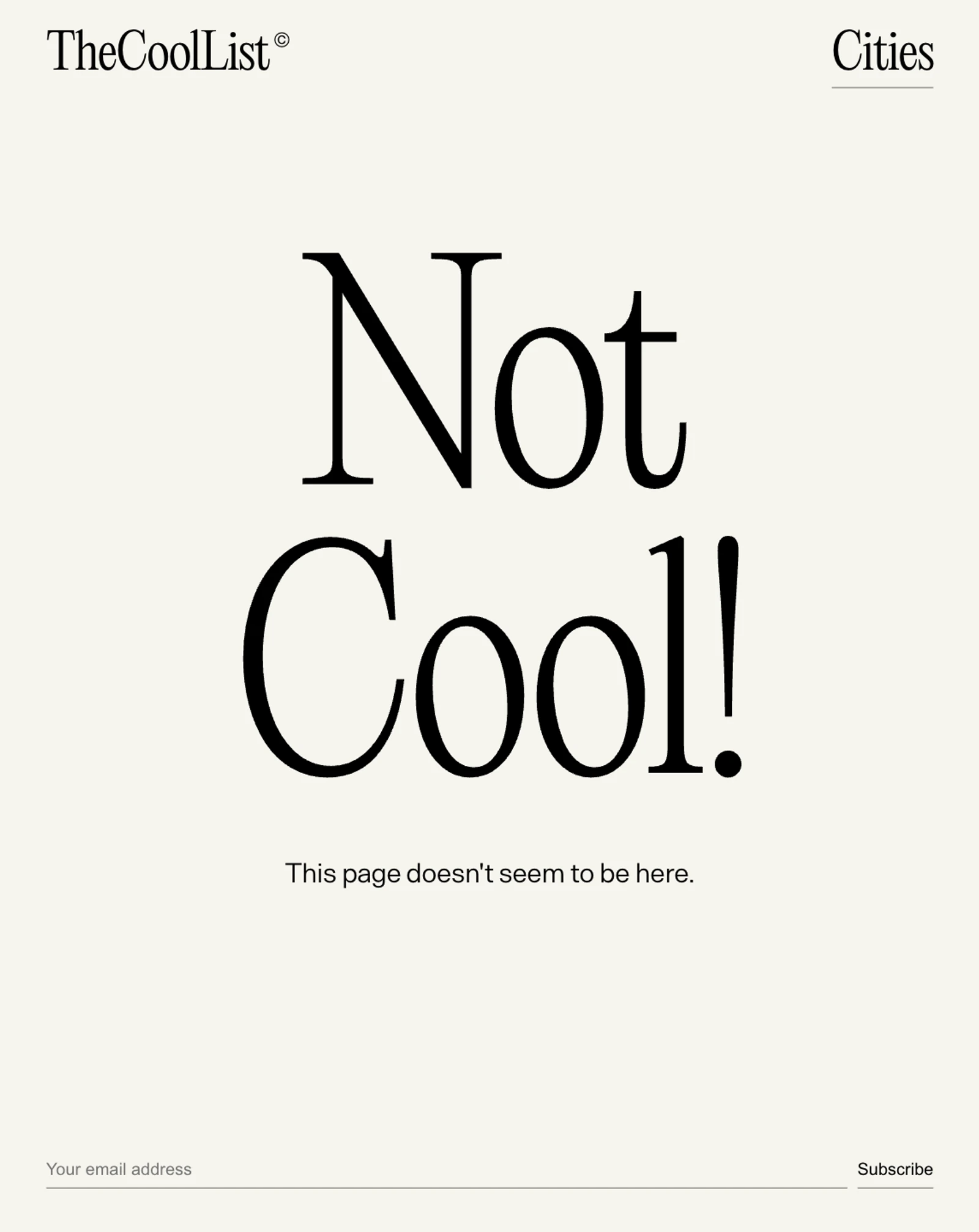 TheCoolList 404 page