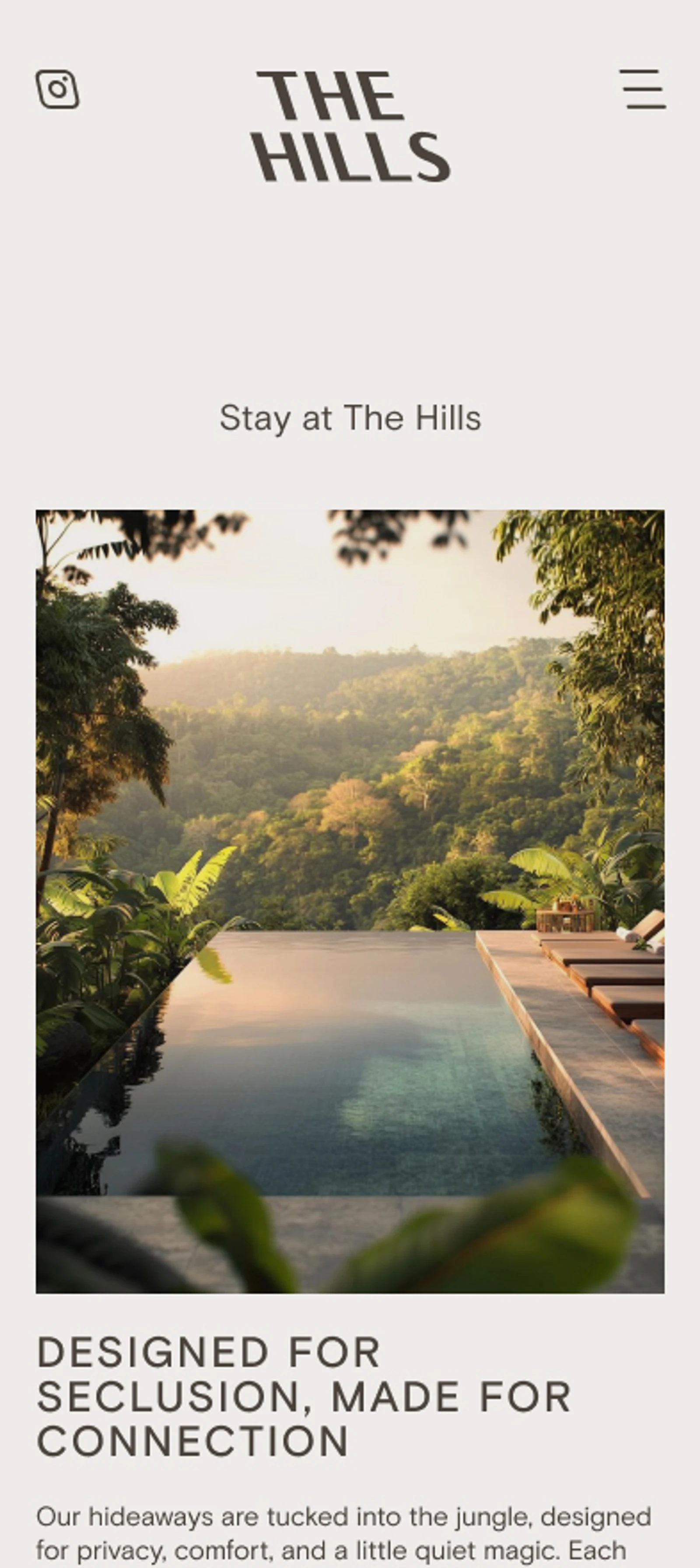 The Hills Lombok, Stay page on mobile, Digital Mates