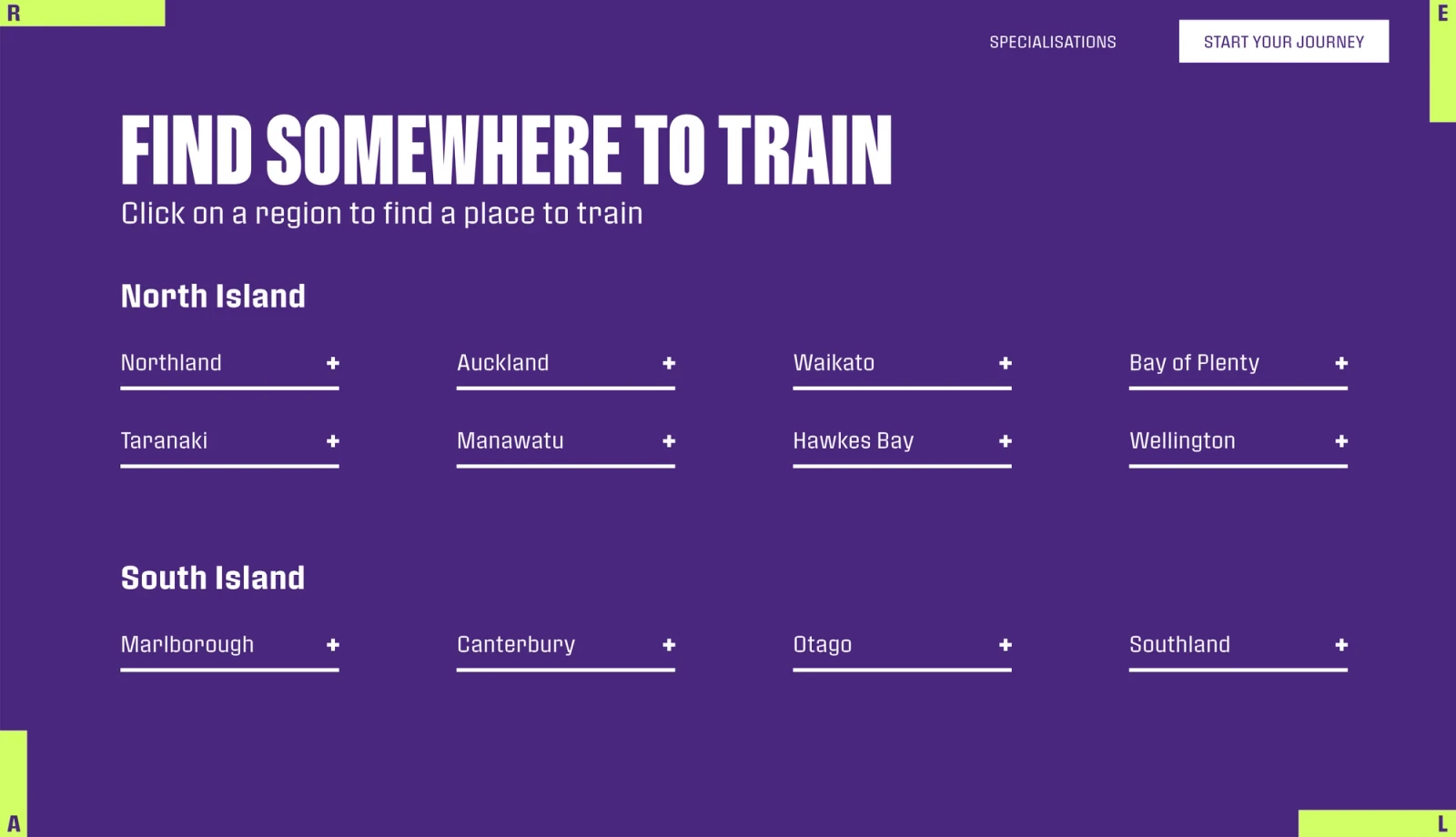 Real Nurses training locations section - Real Nurses website by Digital Mates,Auckland