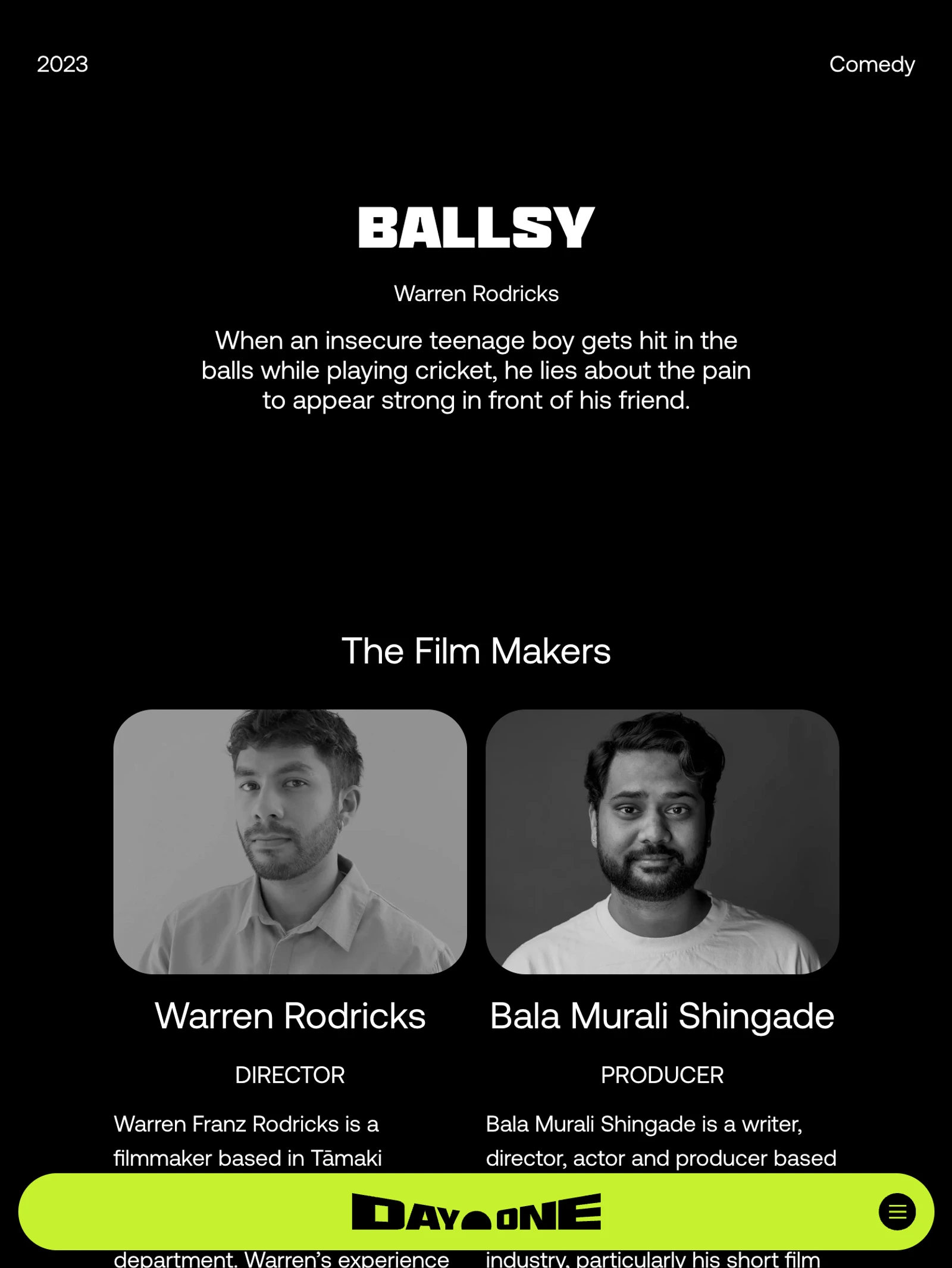 Ballsy short film on Day One website