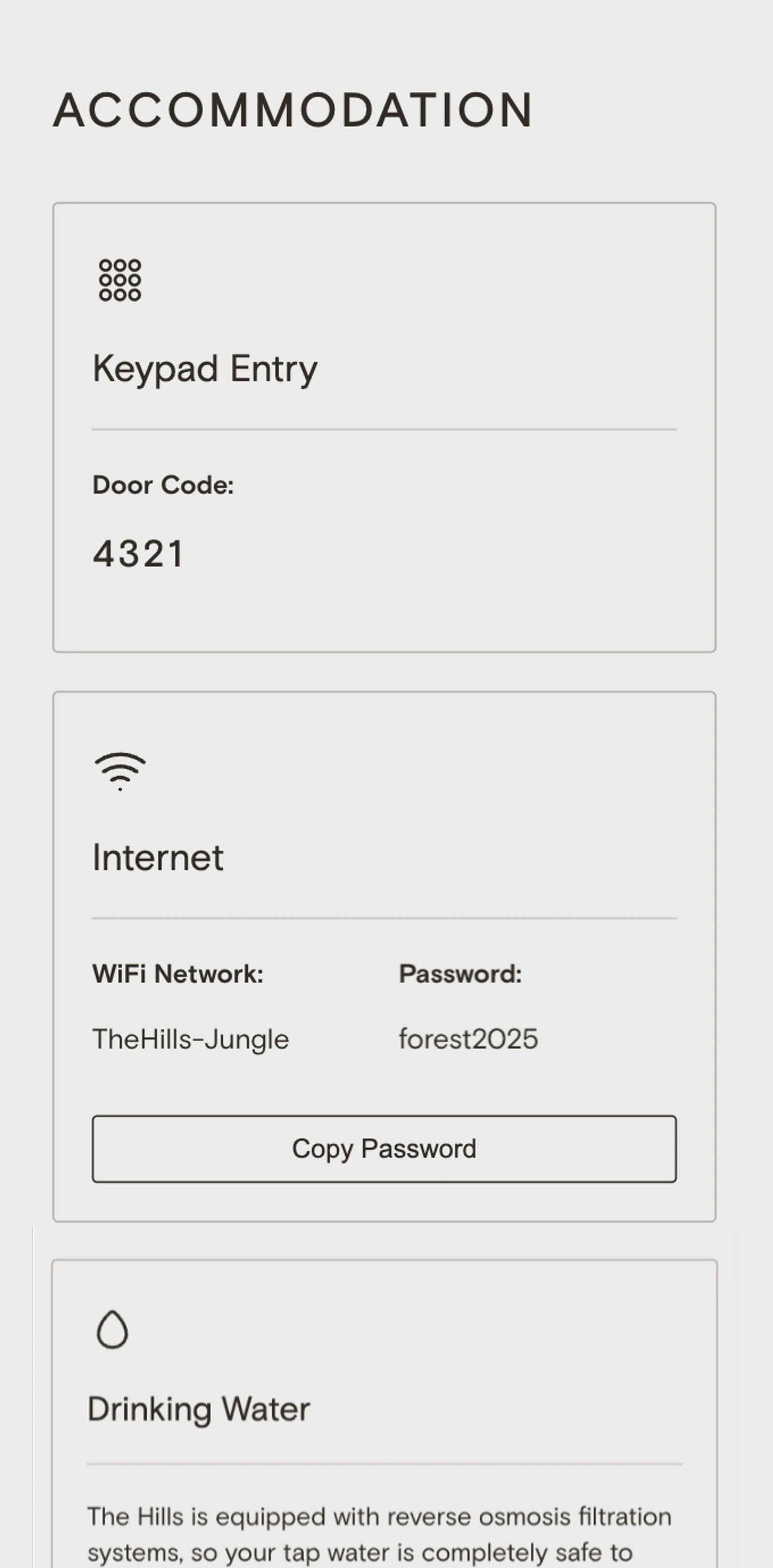 The Hills Lombok, Personal guest page room information on mobile, Digital Mates