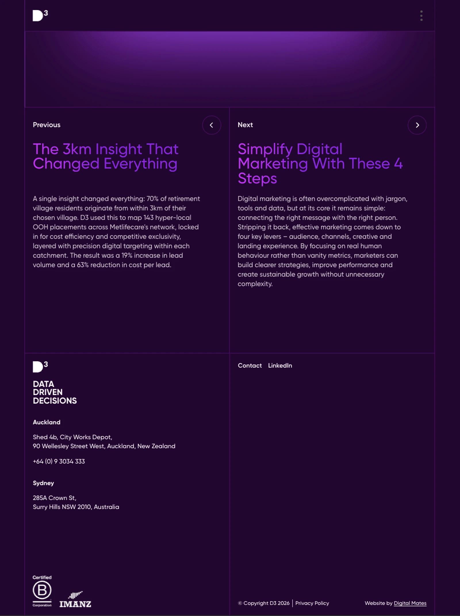 D3 Digital Media website designed and built by Digital Mates, Auckland