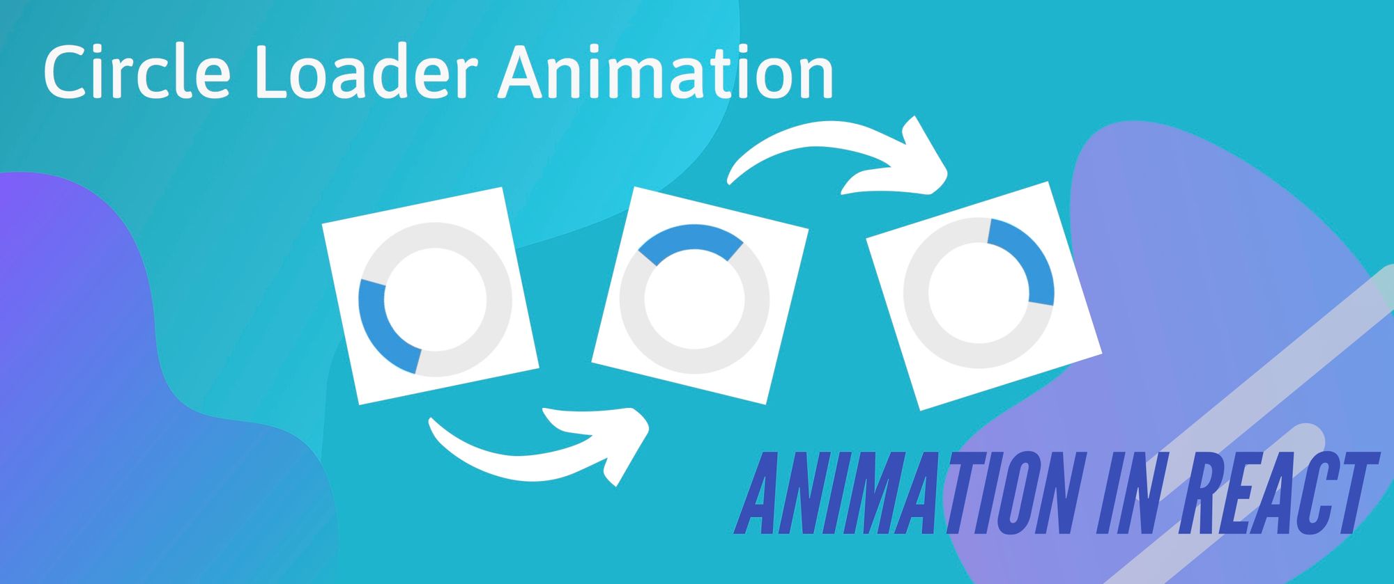 circle loader animation, three frames of circle loading animation