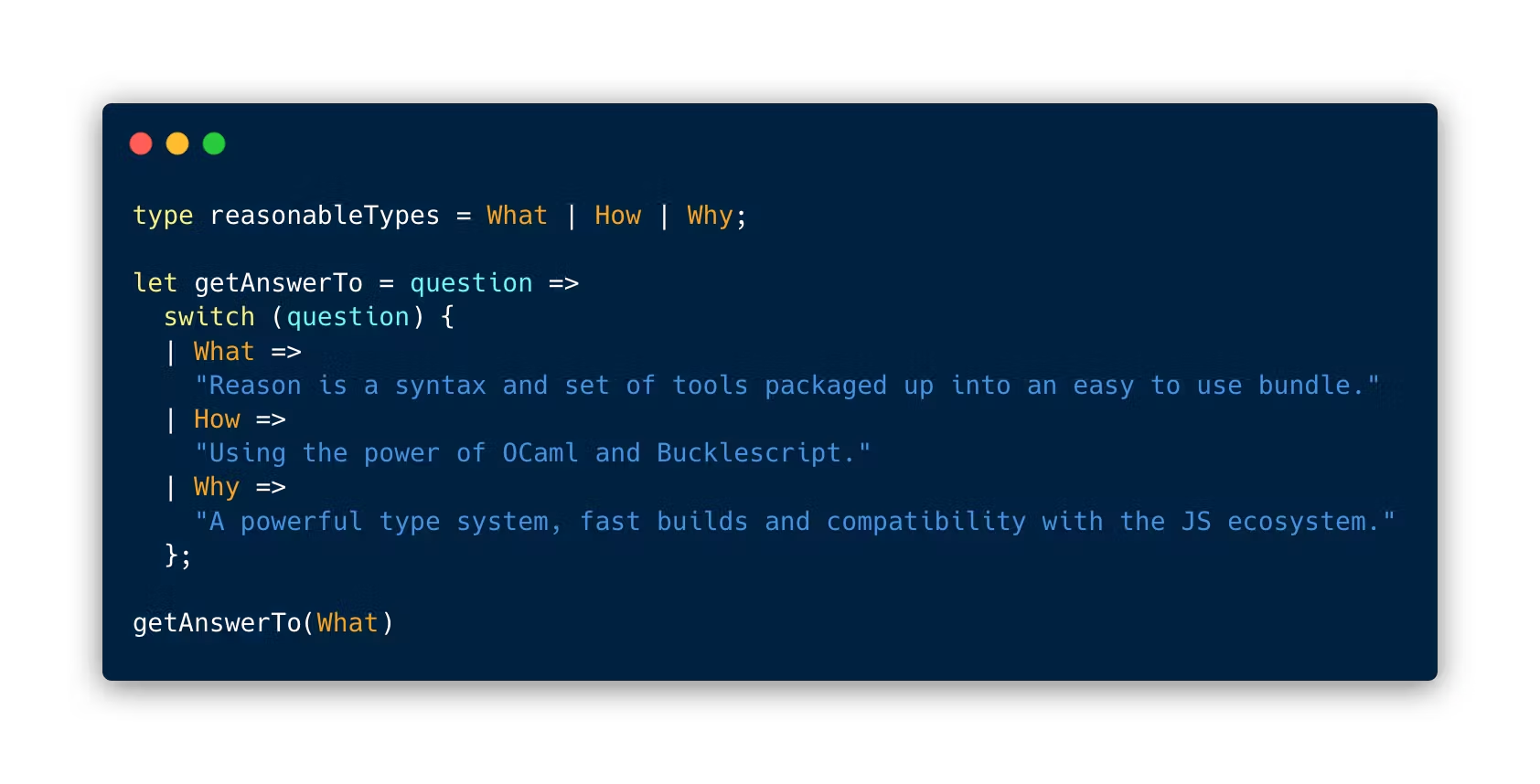 Pattern matching in reason code snippet