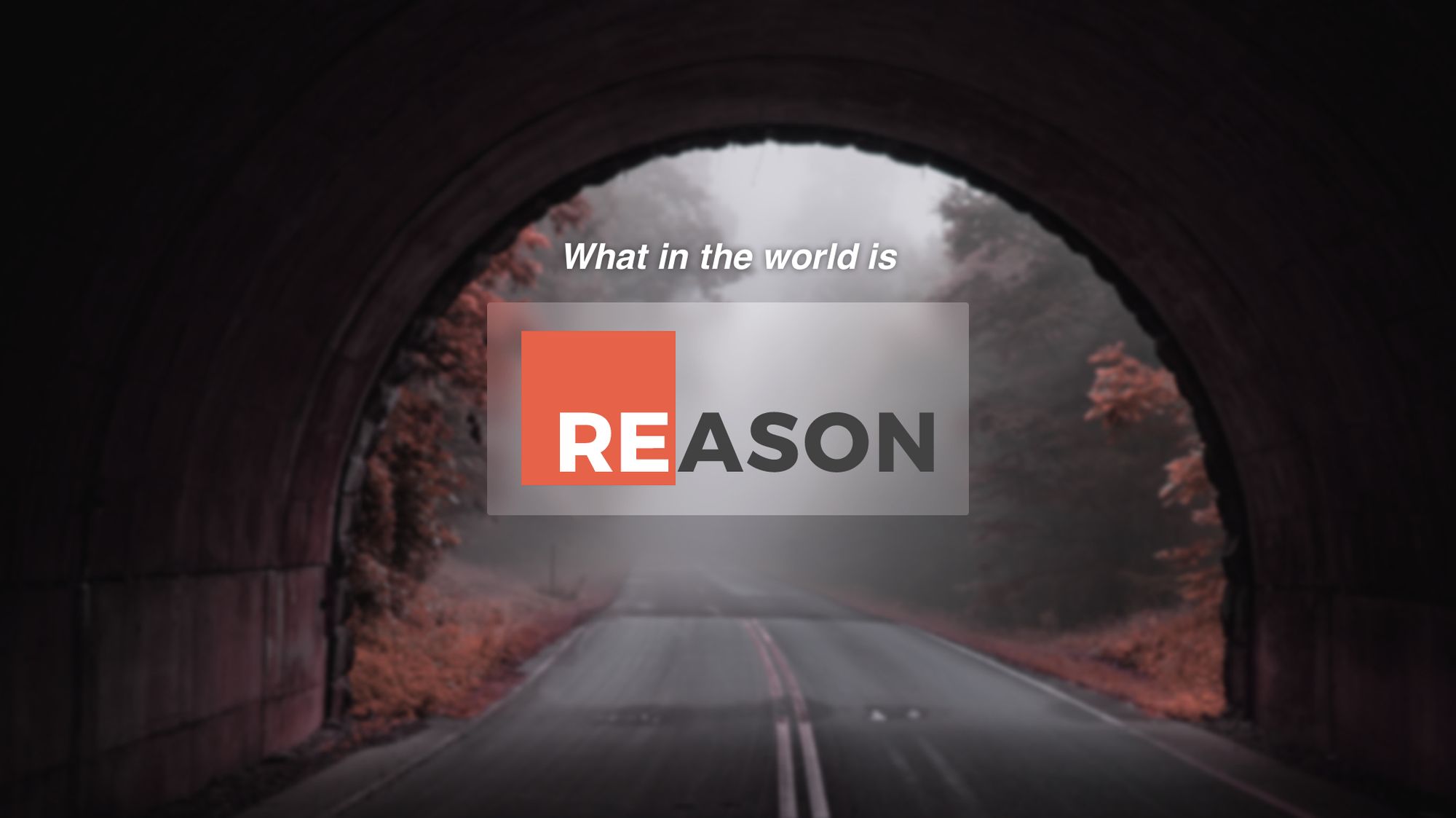 A tunnel with the reason logo overlayed