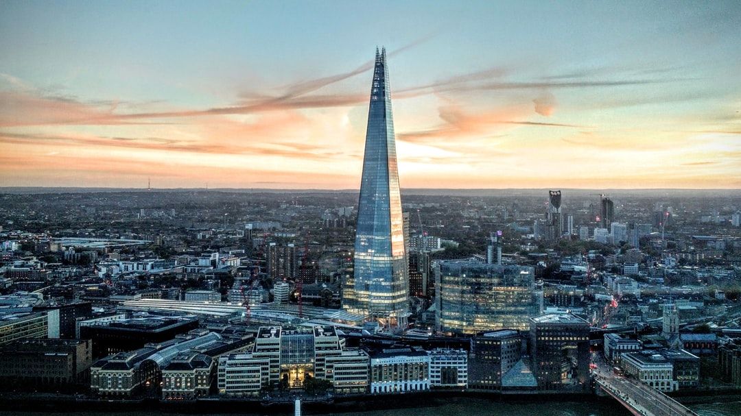 An evening photo of the Shard in London
