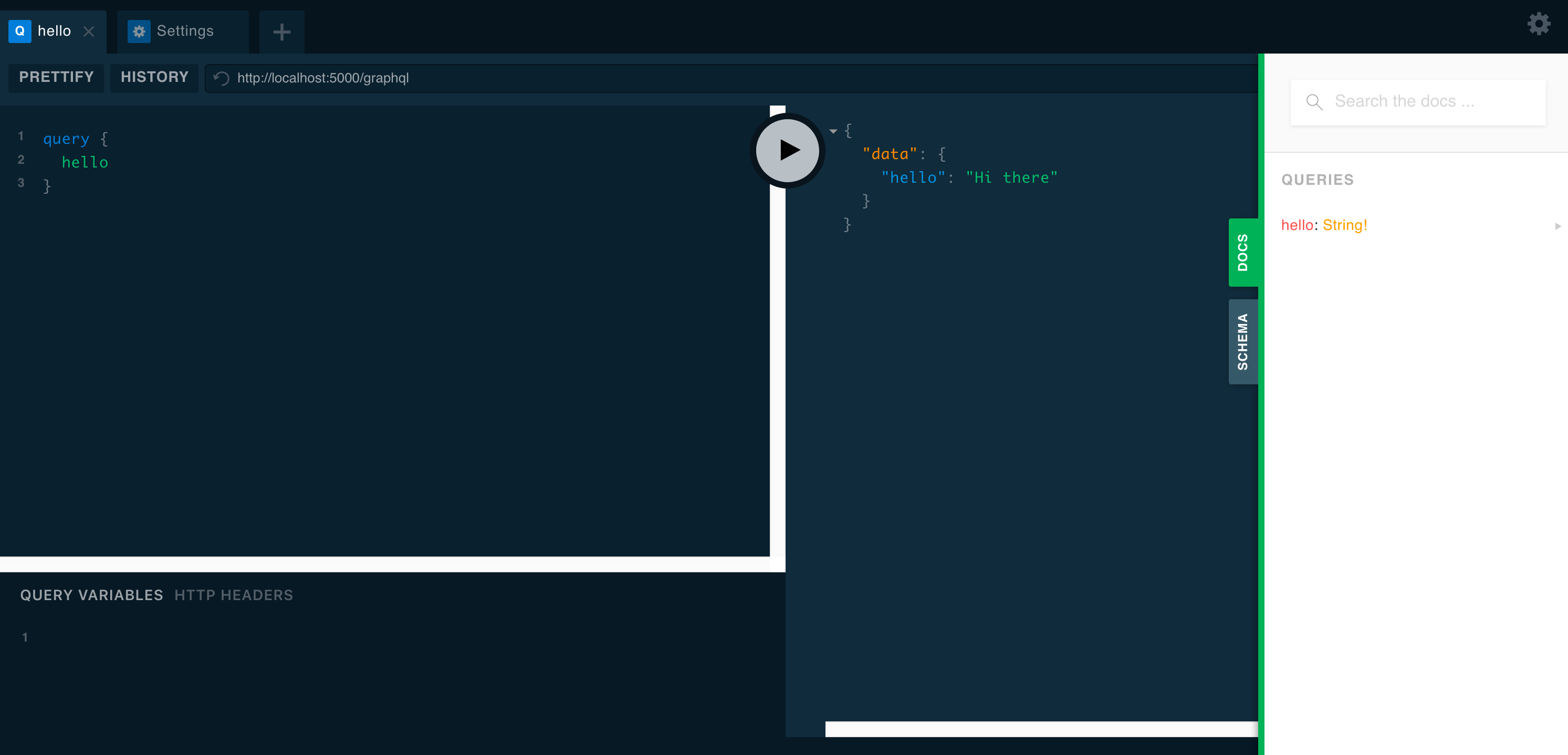 GraphQL playground