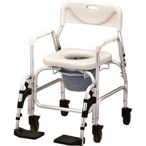 Rolling Shower Chair and Commode with Padded Seat