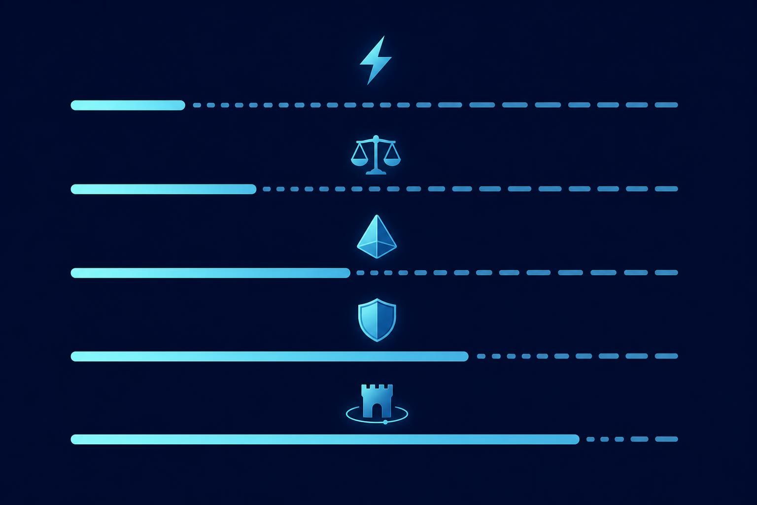 Spectrum diagram comparing tactical short-term advantages to durable structural advantages