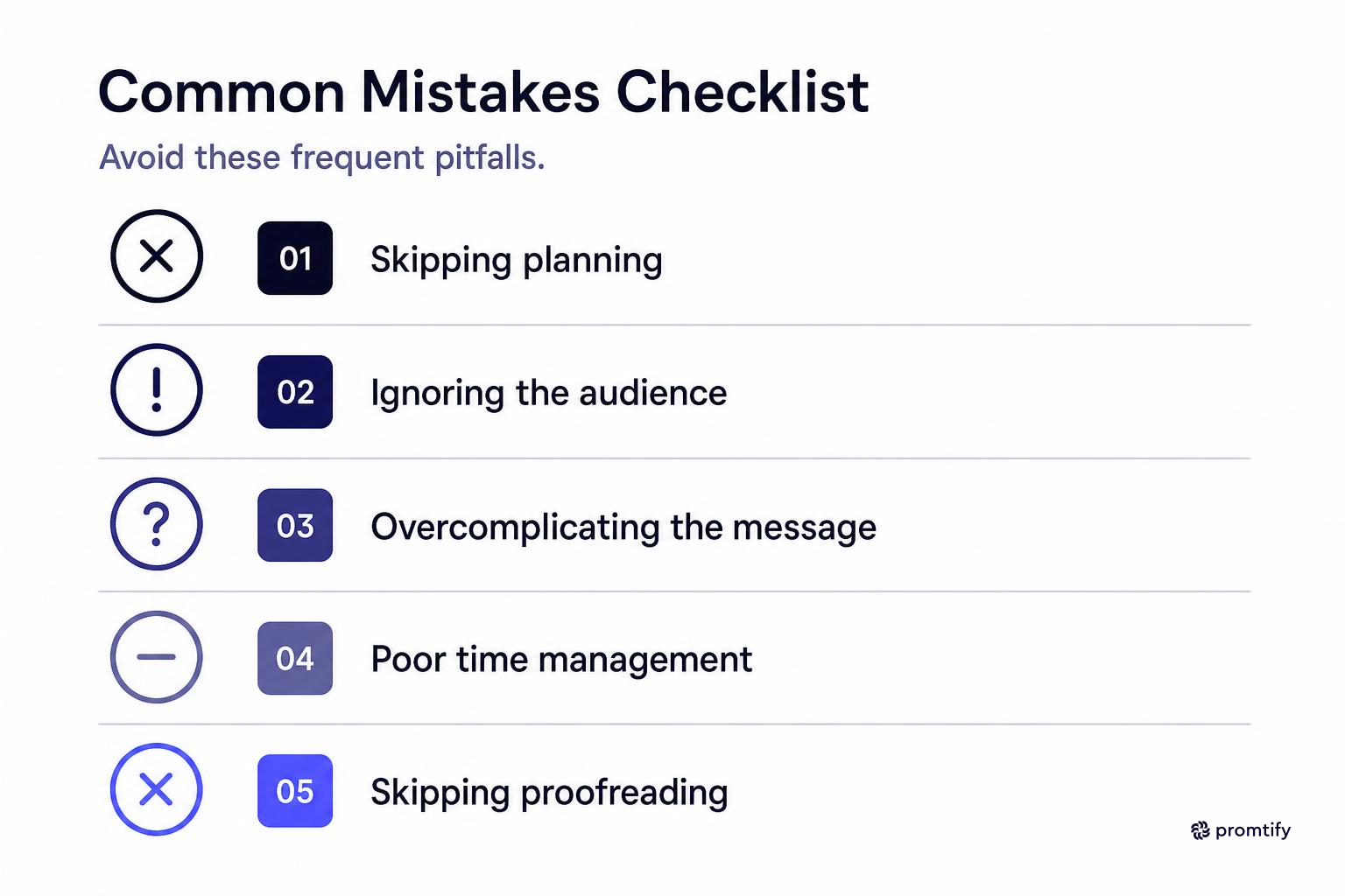 Checklist diagram of common customer journey mapping mistakes
