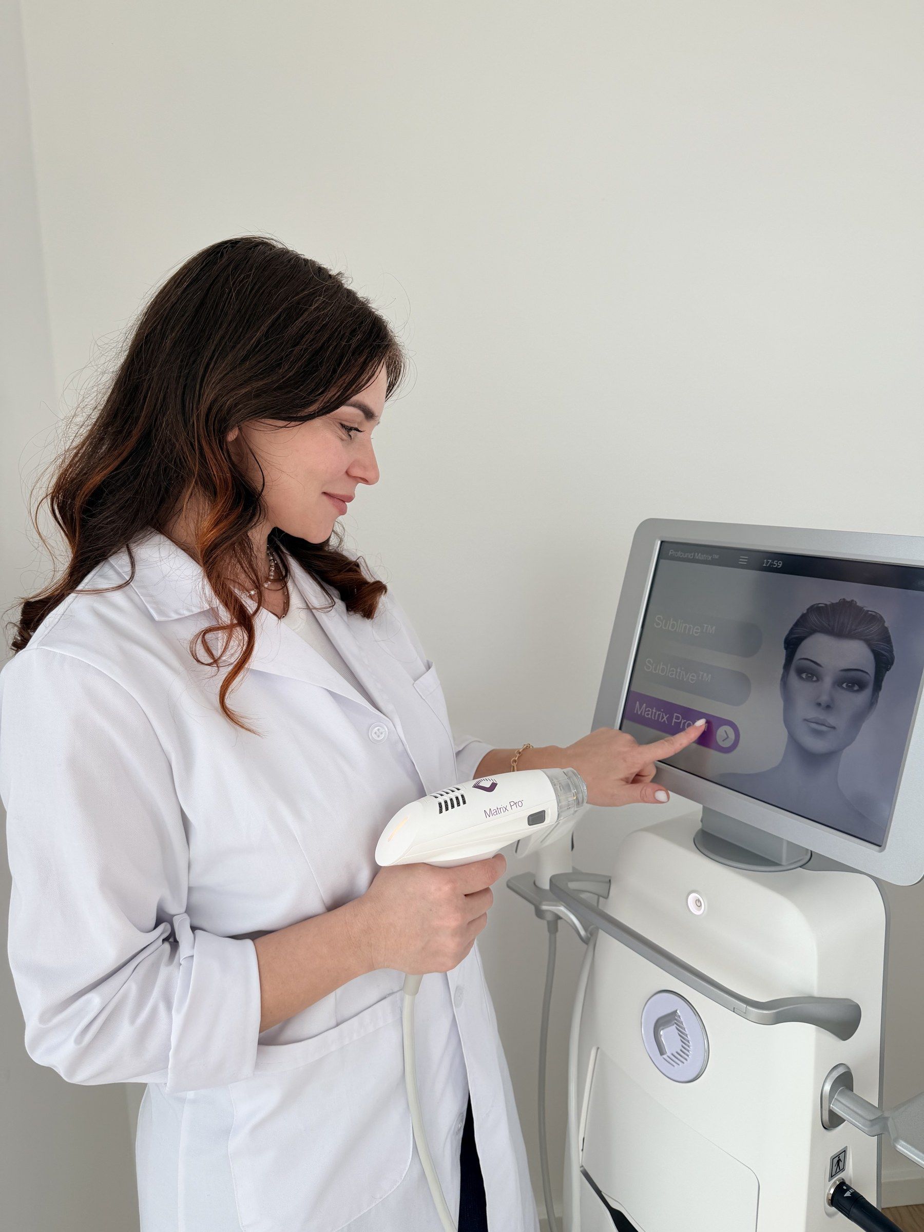 Einstellung der Behandlungsparameter am Matrix Pro Display bei MySilkSkin.