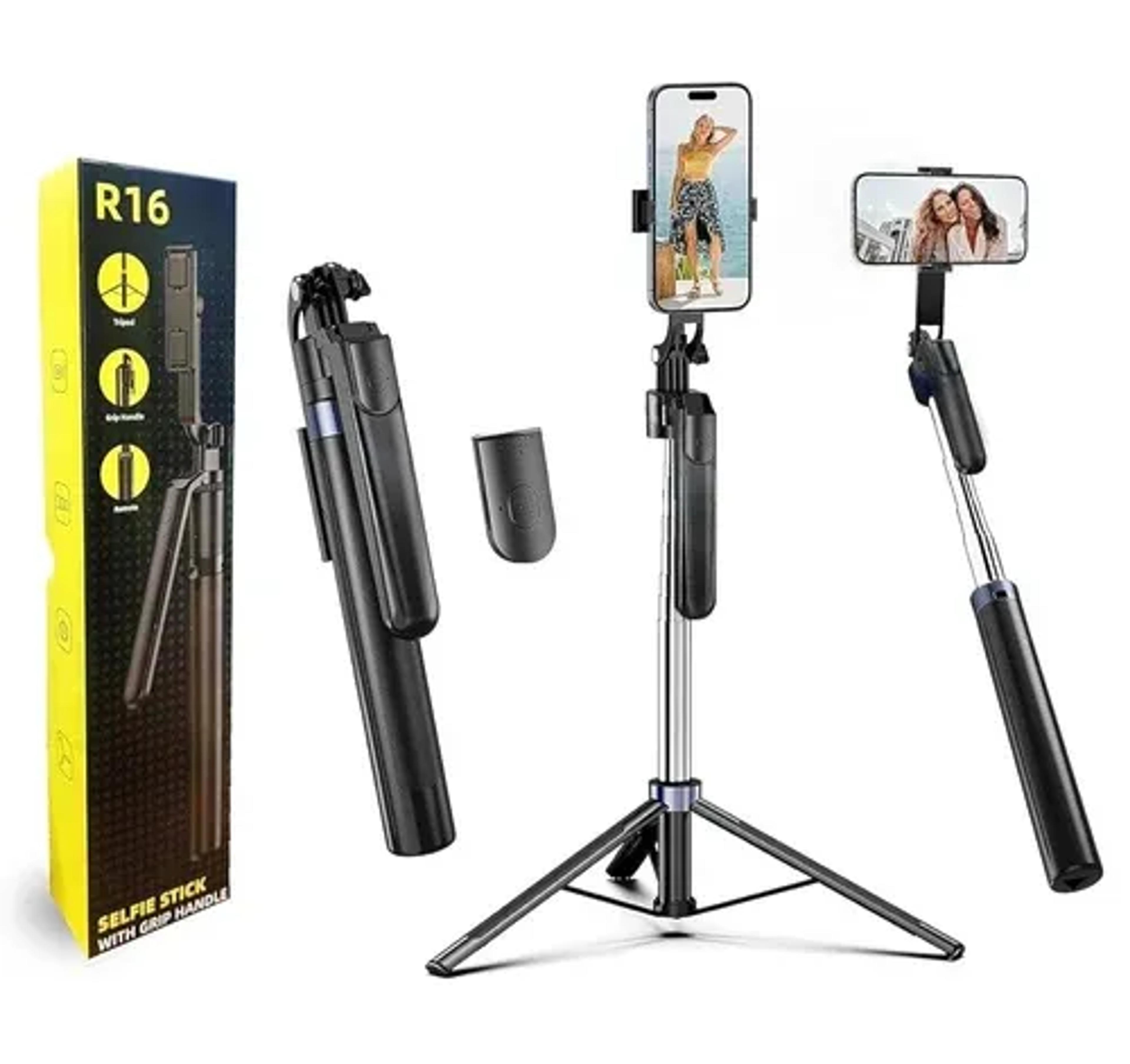 R16 selfie stick with tripod without Light, 1.7m 6-section retractable aluminum alloy pole for vlogging, photo shoots and virtual meetings. - image 2