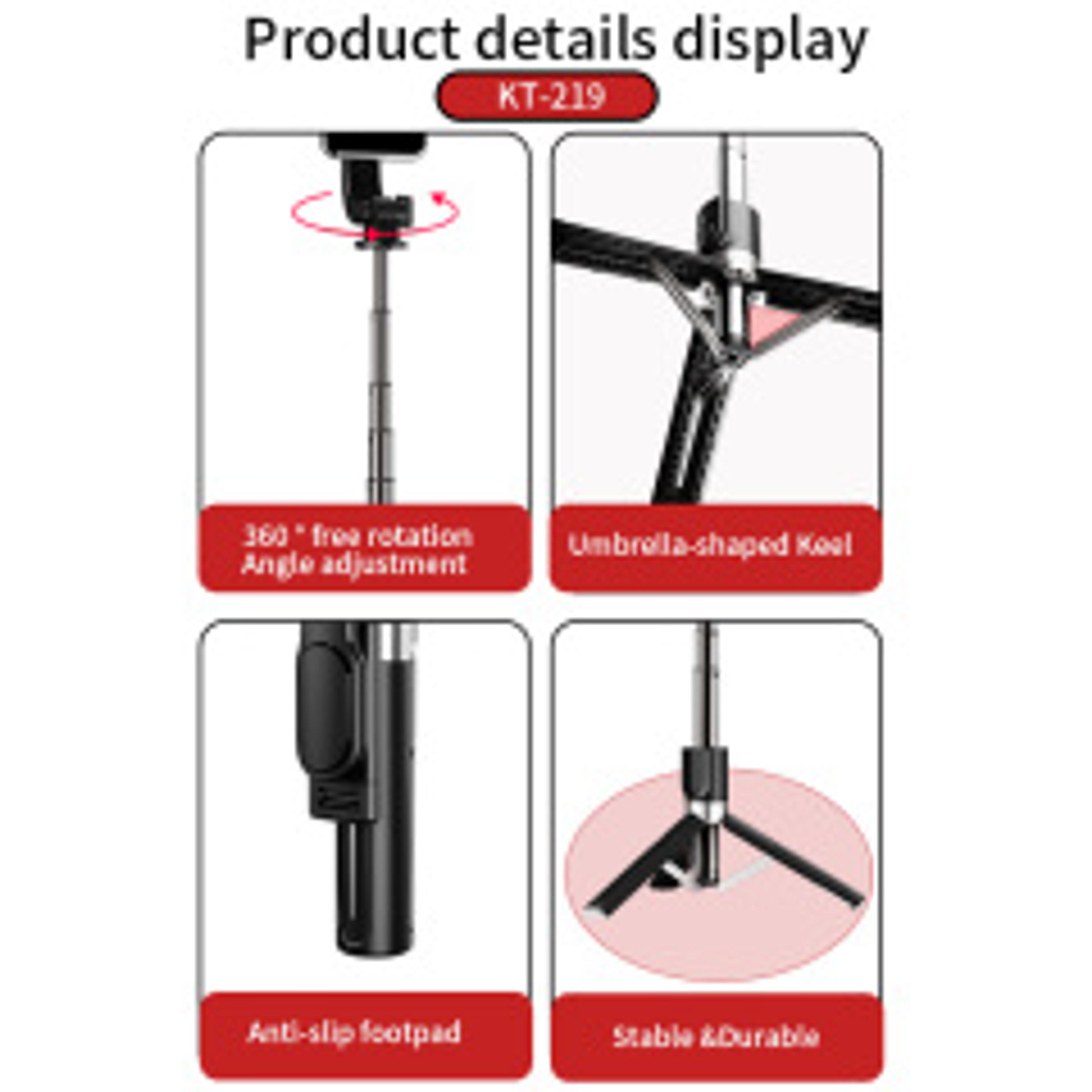 Jmary KT-219 Mini Tripod and Mobile Selfie Stick with Remote Shutter Mobile Tripods - image 5