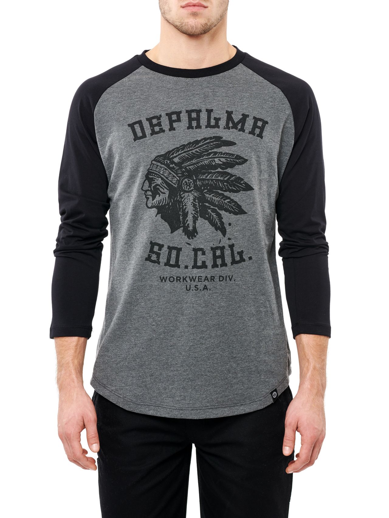 Photo of Nothing Man 3/4 Raglan T-shirt, Grey Melange