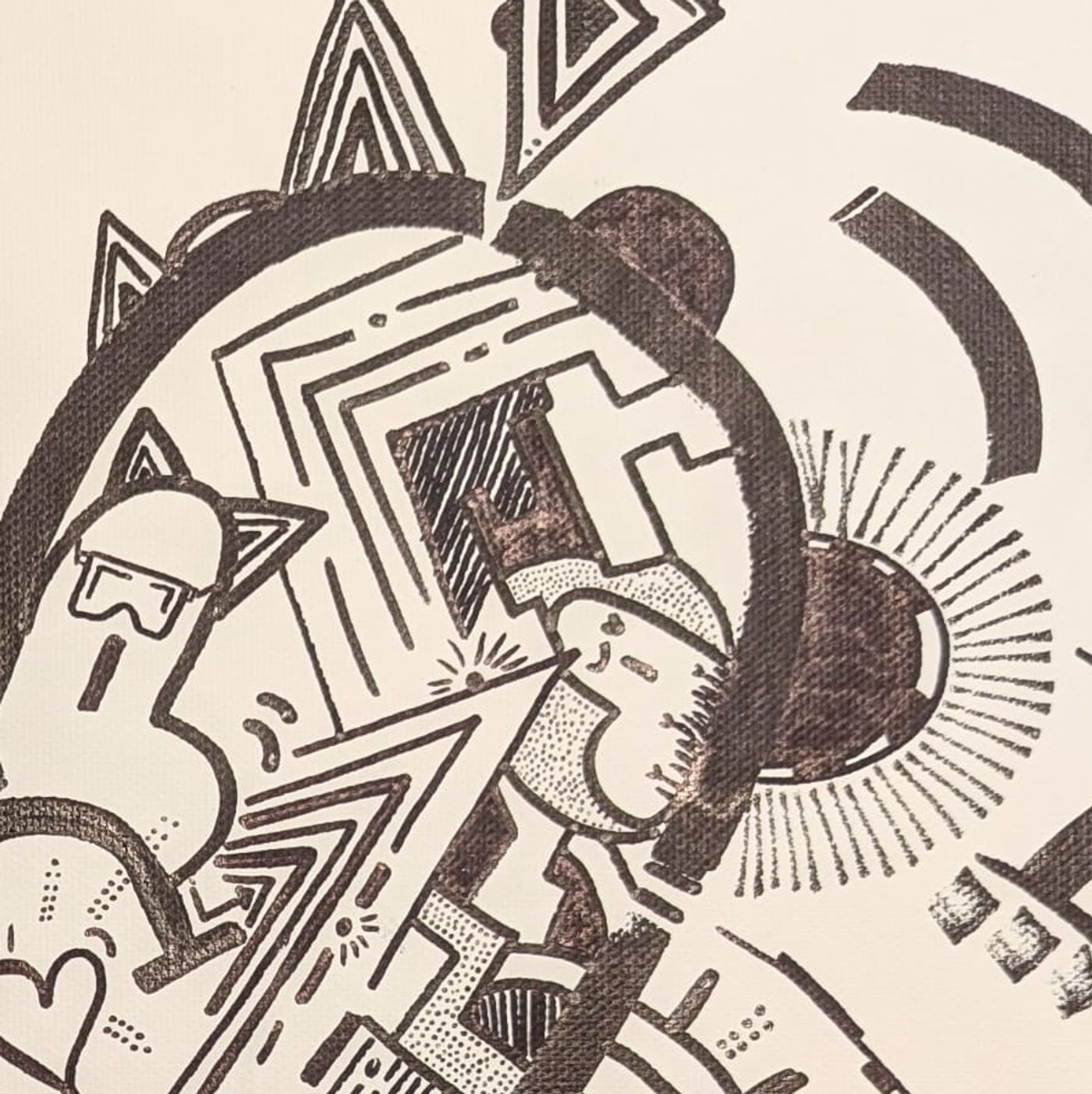 Toile 'Strong' — cœur avec le mot STRONG et motifs triangulaires — détail 2