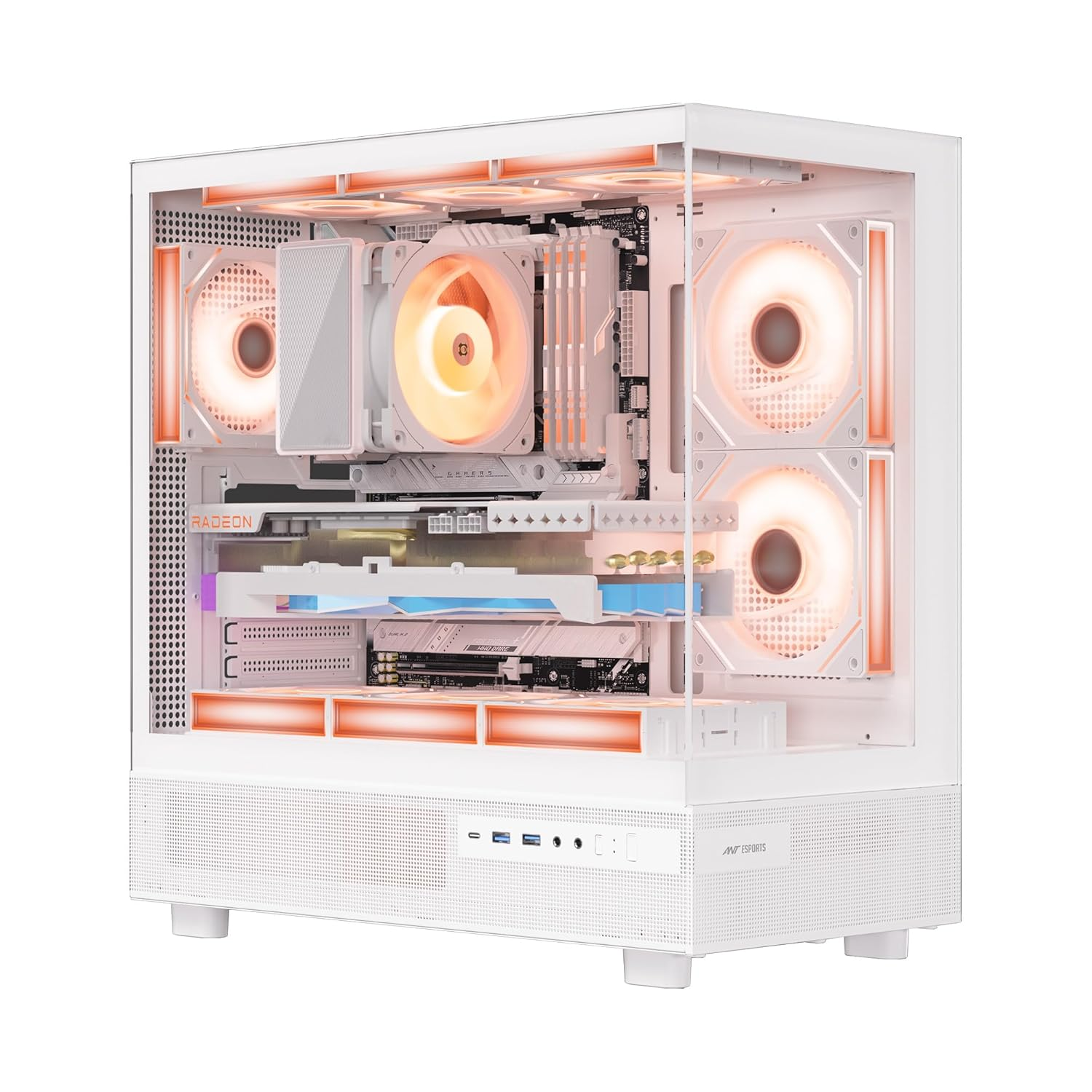 ANT ESPORTS Crystal X6 Gaming Cabinet (White)