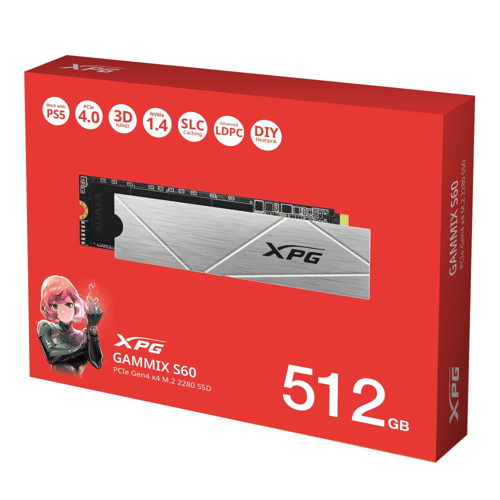 XPG INTERNAL SSD 512GB NVMe 2280 GAMMIX S60 Gen4