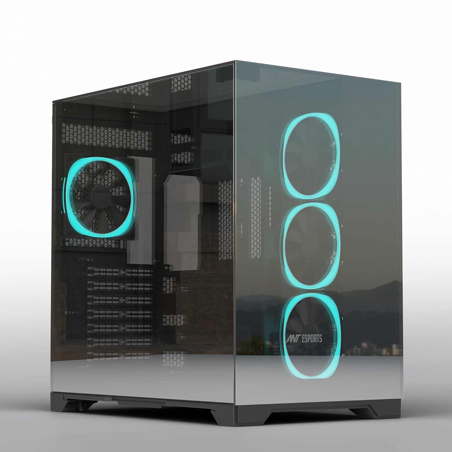 ANT ESPORTS Crystal Mirror Gaming Cabinet (Black) 
