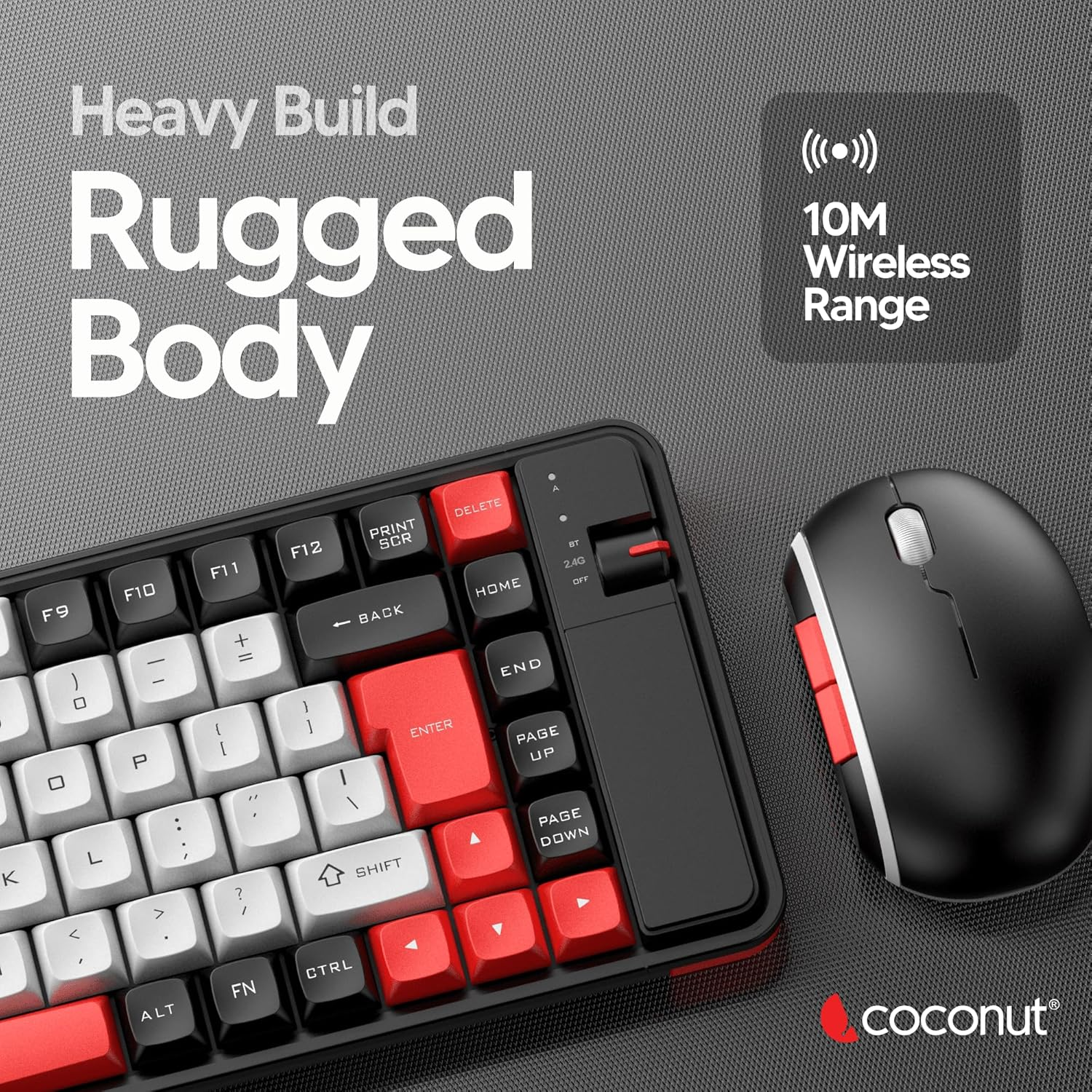 COCONUT PEARL Multi Device Wireless+BT Keyboard&Mouse Combo 