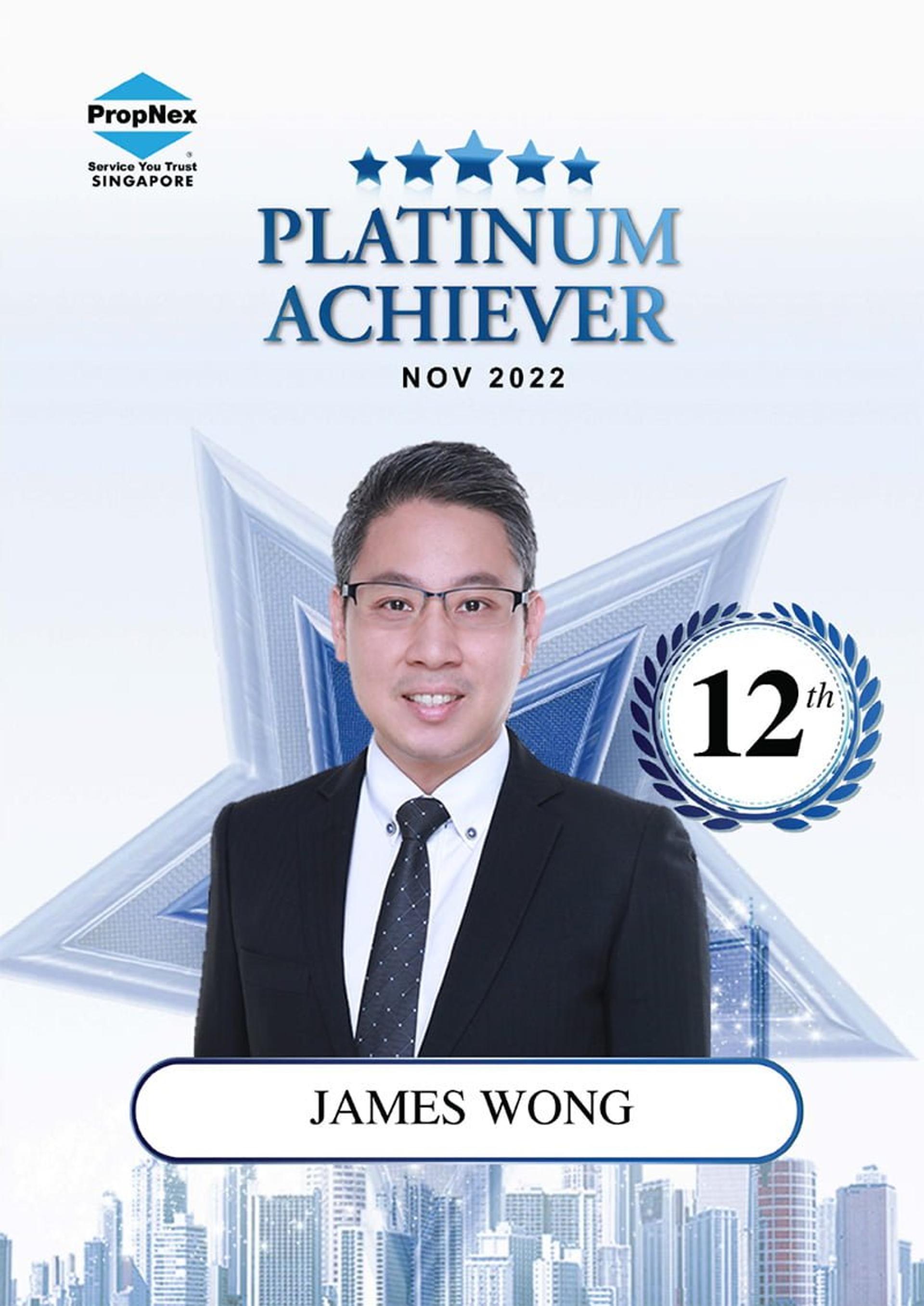 Platinum Achiever (12th), PropNex, Nov 2022
